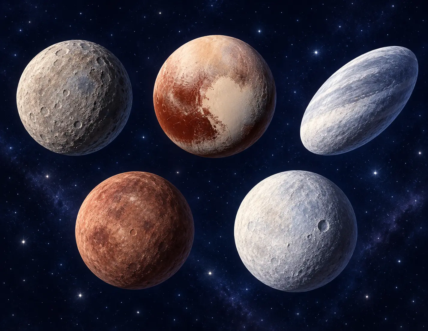 Artwork for Five Dwarf Planets